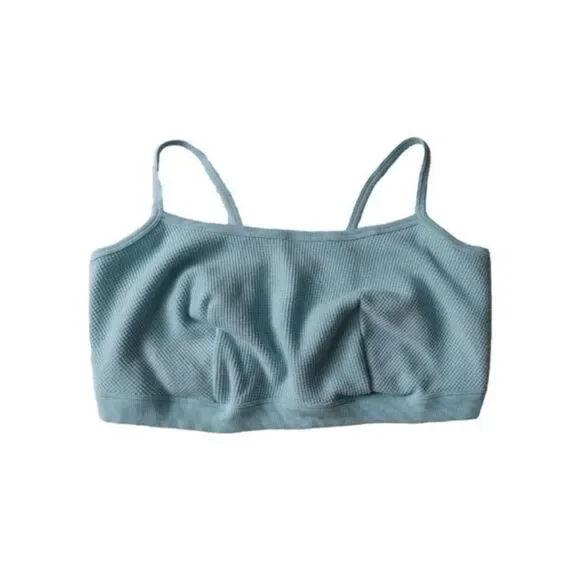 Auden Light Blue Waffle Knit Unlined Plus Size Bralette Women's 3X 46DD 48DD - Picture 1 of 10